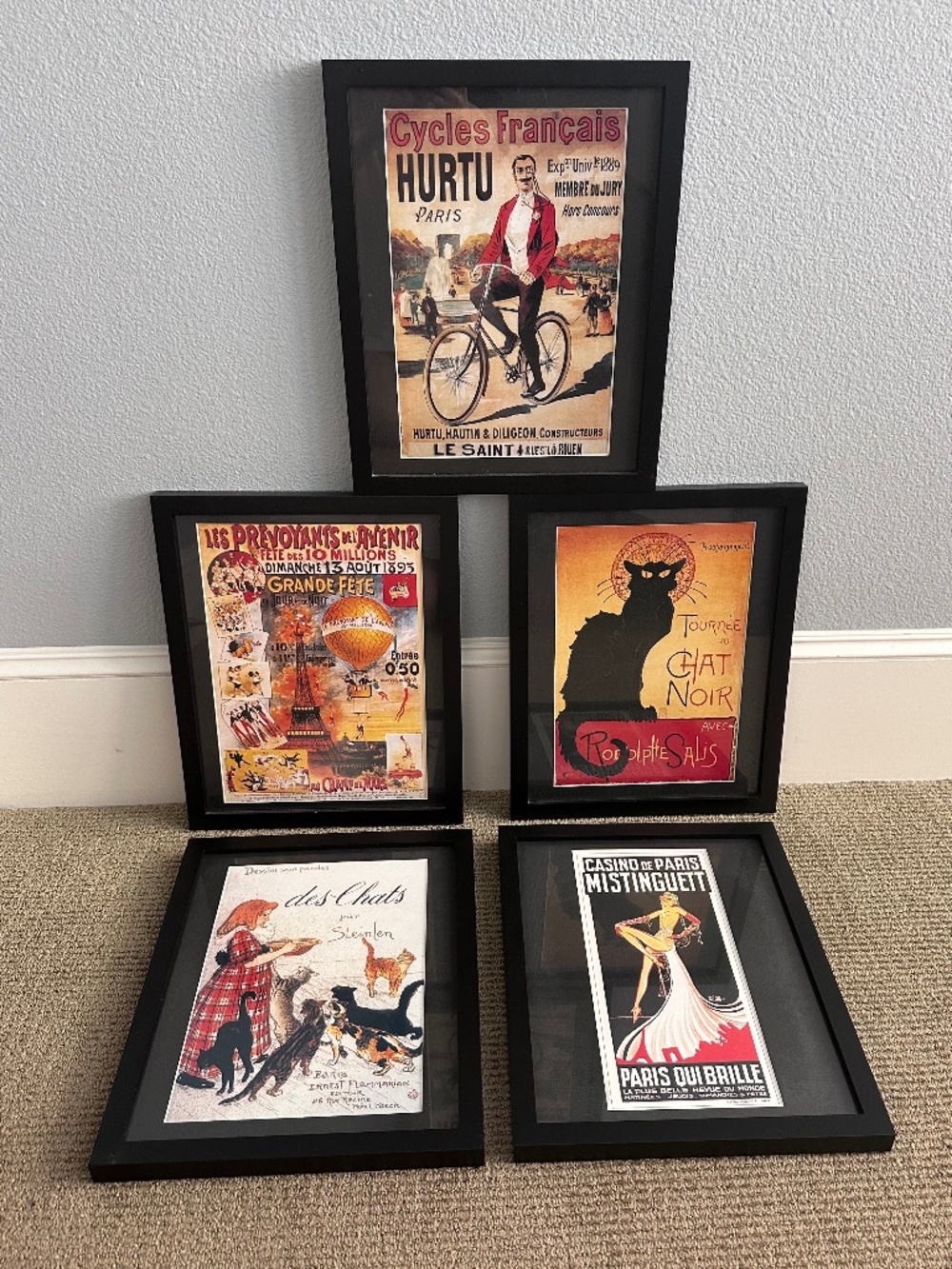 5 Framed Vintage French Art Prints - Picture 7 of 7